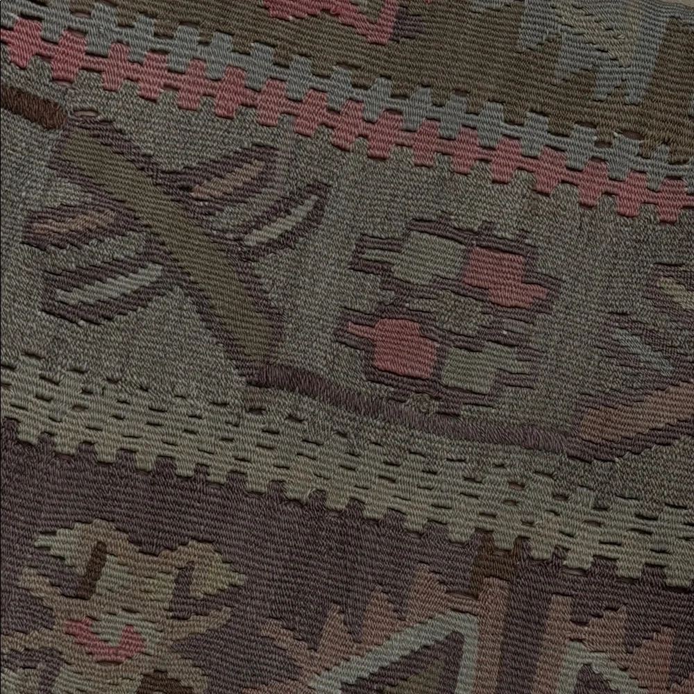 VINTAGE Kilim Geometric Square Cushion Cover Earthy Tones 14x14